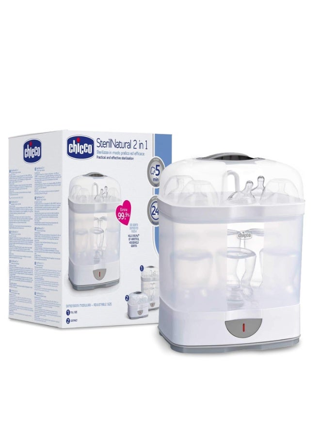 شيكو Chicco 2 in1 Steam Sterilizer | Sterilizes upto 6 Bottles | Kills 99.9% Of Germs | 24hrs Sterilization in 5 Mins | Auto Switch Off | Portable & Travel Friendly | 2 Years Warranty Cover - Image 1